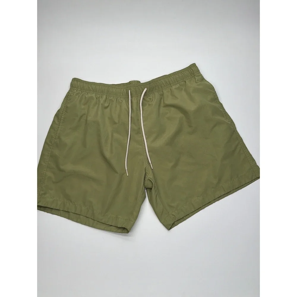 H&M Mens Swim Trunks‎ Olive Green XL Elastic Drawstring Mesh Lined Board Shorts